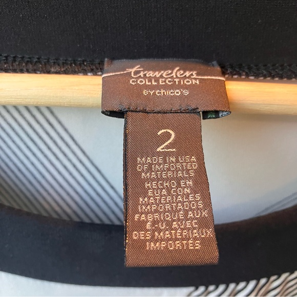 Easywear Chico’s Stacey Black White Geometric Tunic Dress Top Sz 2 Large - Picture 6 of 11